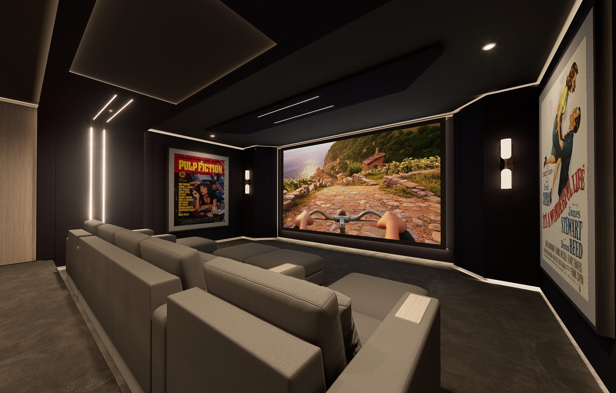 The Cellar: cinema seating facing the screen
