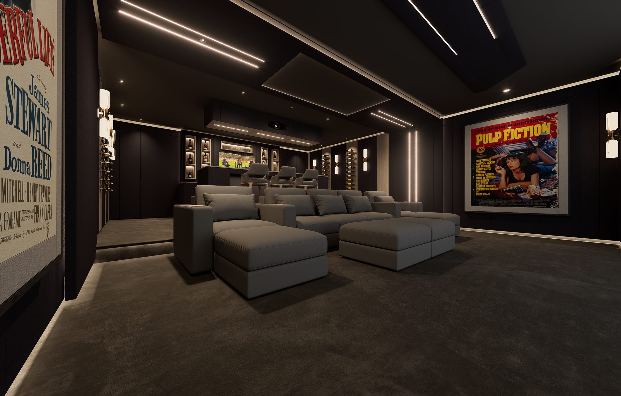 The cinema room with modular seating