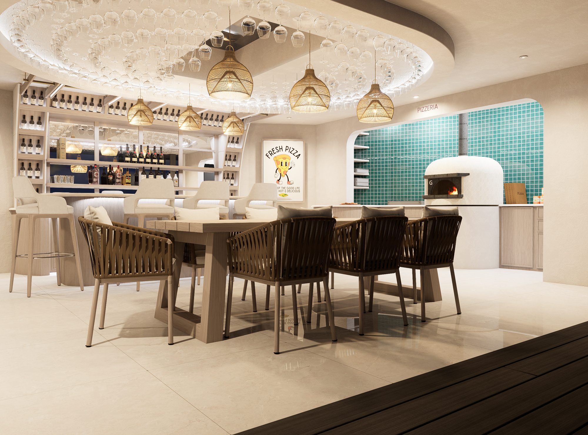 Dining beneath the glass ceiling