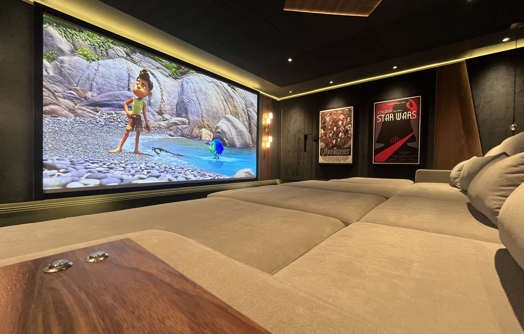 The Matinee: a home cinema with deep seating facing the screen